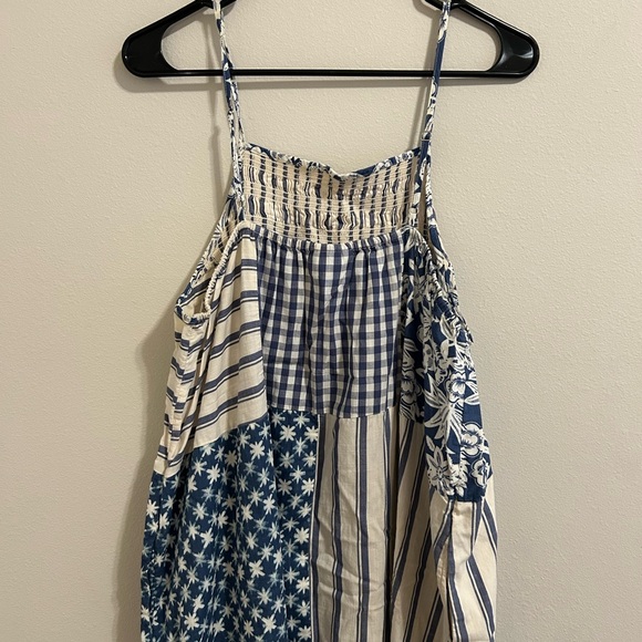 Universal Thread Blue and White Patchwork Skirt - Picture 2 of 4